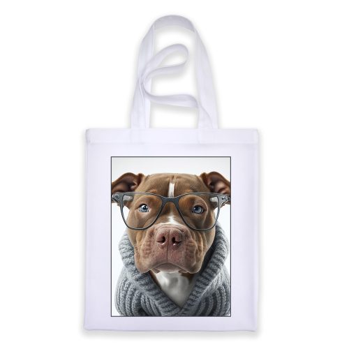 Francia bulldog mintás fehér táska 30 cm X 40 cm-es méretben "Nagypapi"