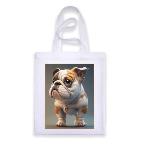 Angol bulldog mintás fehér táska 30 cm X 40 cm-es méretben "Cartoon"