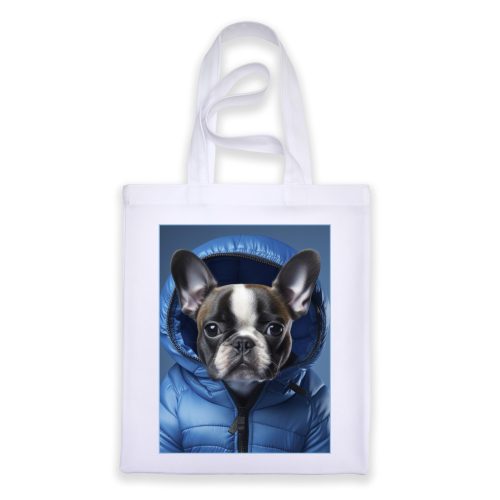 Francia bulldog mintás fehér táska 30 cm X 40 cm-es méretben "Cold"