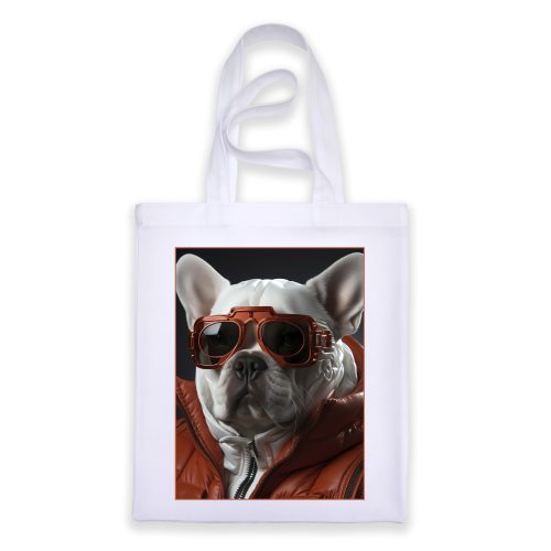 Francia bulldog mintás fehér táska 30 cm X 40 cm-es méretben "Boss"
