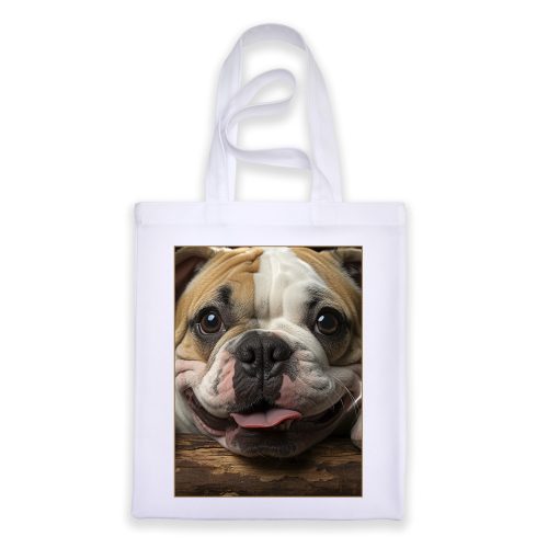 Angol bulldog mintás fehér táska 30 cm X 40 cm-es méretben "Bűbáj"