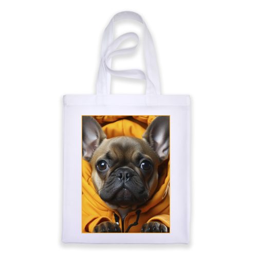 Francia bulldog mintás fehér táska 30 cm X 40 cm-es méretben "Baby/2"